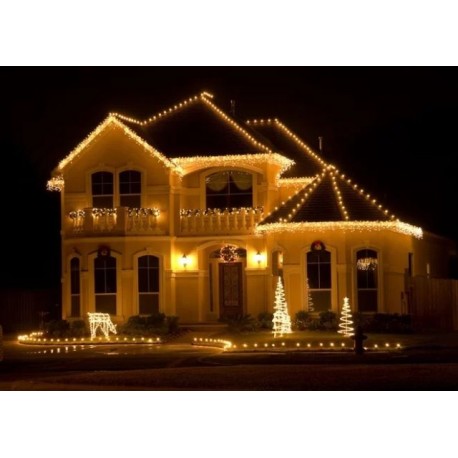 Vianočné exterierové led ozdobné osvetlenie domu - teplá biela 6,6m